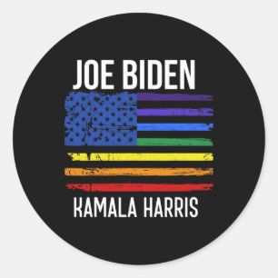 Sticker Rond Biden Kamala Harris 2020 Rainbow Us Drapeau Lgbt E