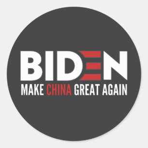 Sticker Rond biden Make China Great Again