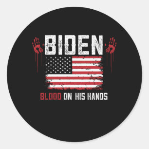 Sticker Rond Biden Sang Sur Ses Mains