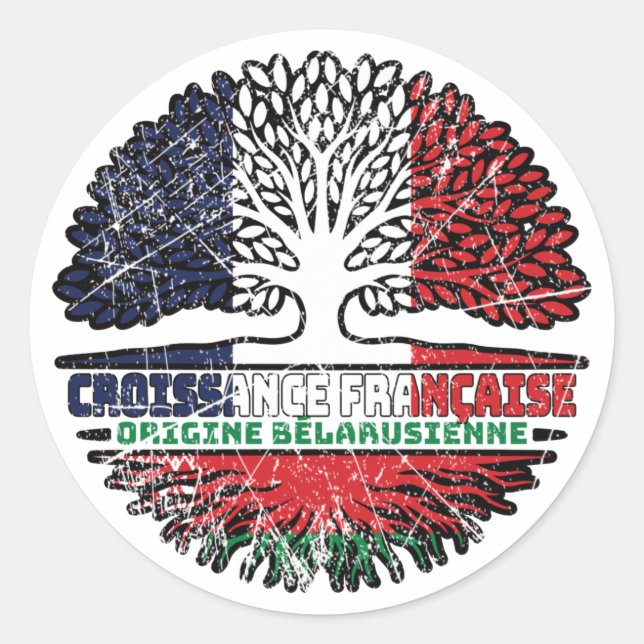 Sticker Rond Biélorussie Biélorussie Biélorussie France Arbre (Devant)