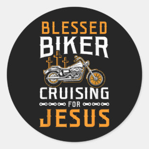 Sticker Rond Bienheureux Biker Croisière Pour Jesus Christian M