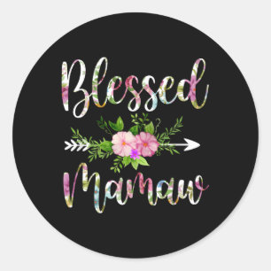 Sticker Rond Bienheureux Mamaw Floral Pour La Fête Des Mères Gr