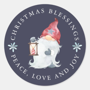 Sticker Rond Bienheureux Noël Gnome Paix Amour Joie