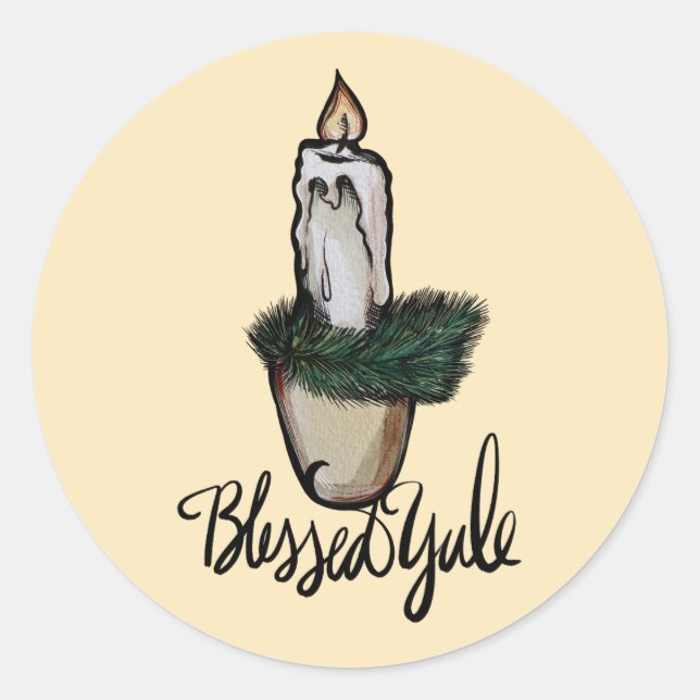Sticker Rond Bienheureux Yule bougie (Devant)