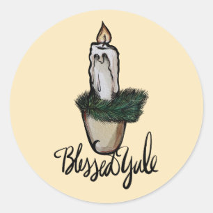 Sticker Rond Bienheureux Yule bougie