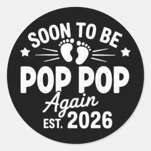 Sticker Rond Bientôt de nouveau Pop Pop en 2026 Grossesse 