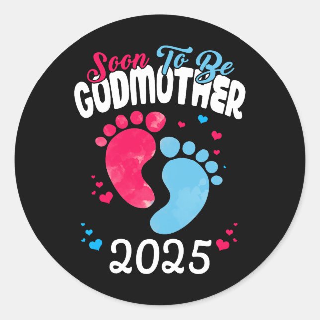 Sticker Rond Bientôt Être Godmère 2025 Grossesse Faire-part (Devant)
