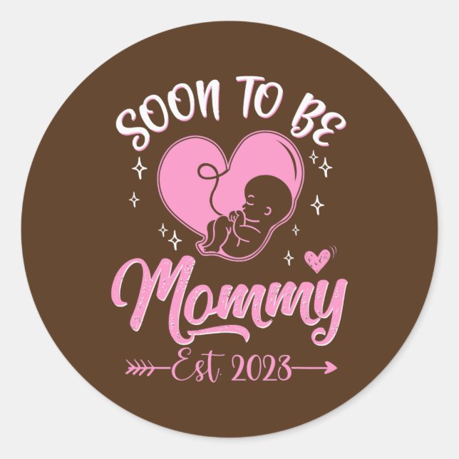 Sticker Rond Bientôt Être Maman Est 2023 Grossesse Faire-part (Devant)