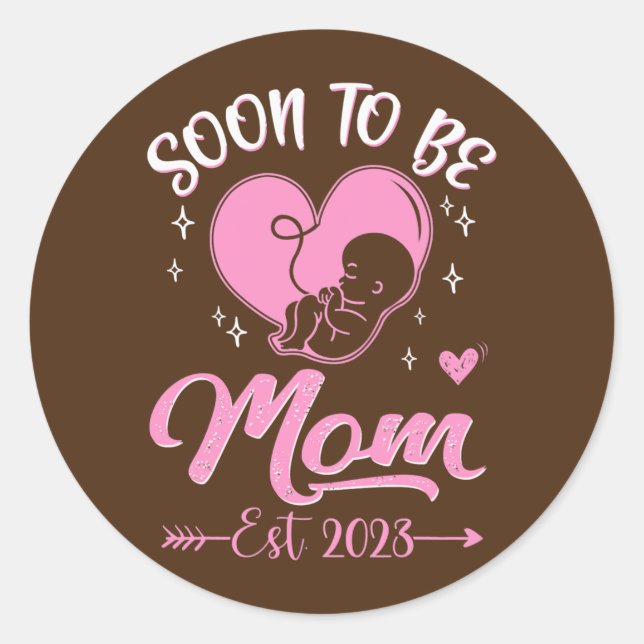 Sticker Rond Bientôt Être Maman Est 2023 Grossesse Faire-part (Devant)