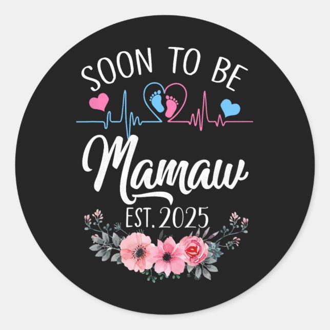 Sticker Rond Bientôt Être Mamaw 2025 Première Grossesse Announc (Devant)
