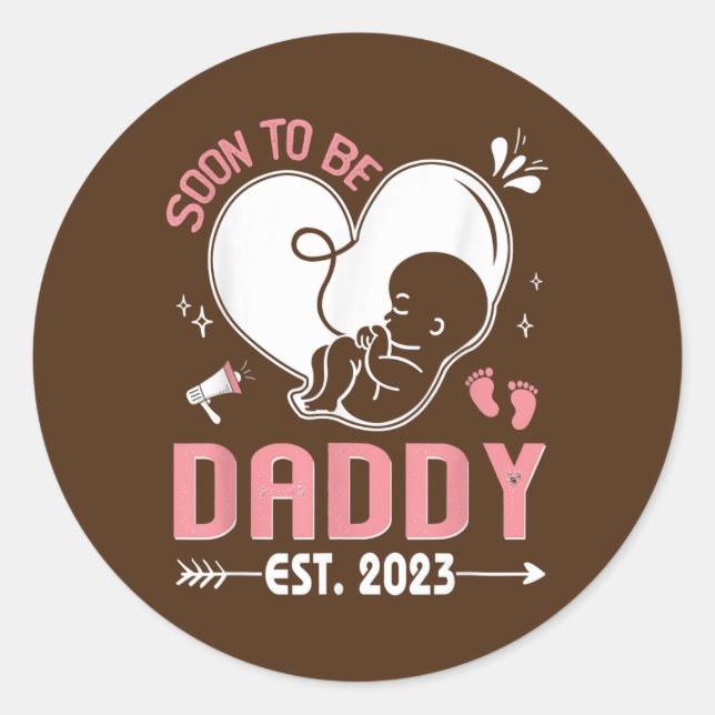 Sticker Rond Bientôt être papa 2023 Bébé Révéler maman Grossess (Devant)