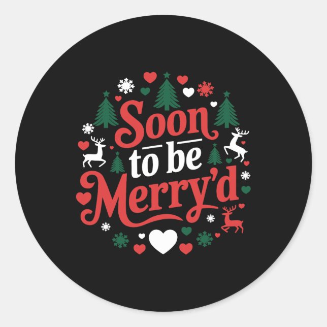 Sticker Rond Bientôt, Joyeux Noël Engagé Couple Matchi (Devant)