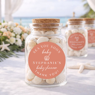 Sticker Rond Bientôt la mer en terre cuite Merci Baby Shower