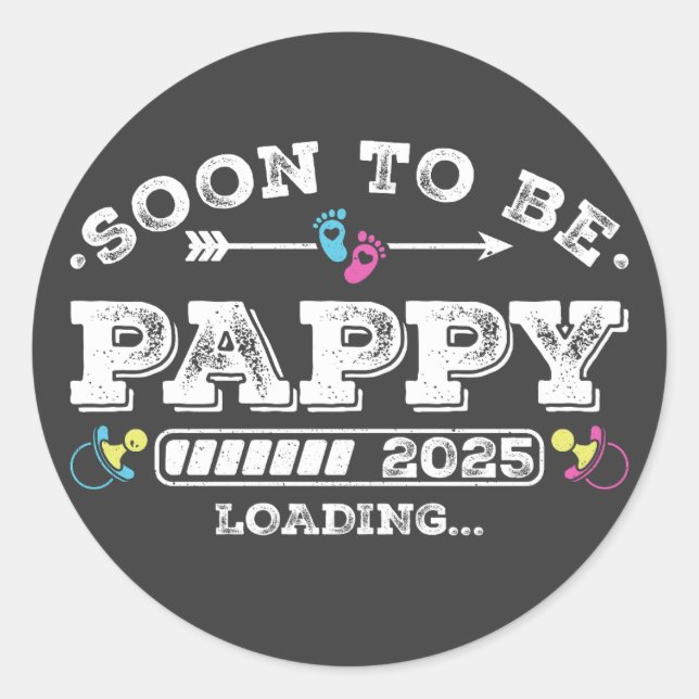 Sticker Rond Bientôt Pappy 2025 Chargement (Devant)