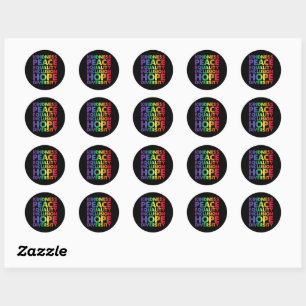 Sticker Rond Bienveillance Paix Égalité Amour Inclusion Espoir