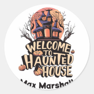 Sticker Rond Bienvenue à Haunted House - Ghoulish Gatherings