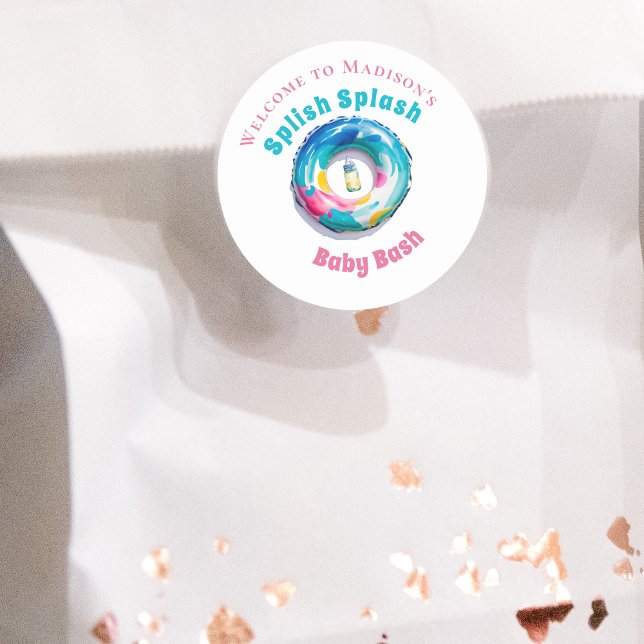 Sticker Rond Bienvenue à la fête bébé éclaboussure Splash Bash  (Créateur téléchargé)