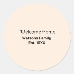 Sticker Rond Bienvenue à la maison nom de famille année de créa