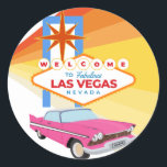 Sticker Rond Bienvenue à Las Vegas fabuleux<br><div class="desc">Bienvenue à Las Vegas grand autocollant vintage</div>