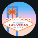 Sticker Rond Bienvenue à Las Vegas fabuleux<br><div class="desc">Bienvenue au fabuleux coucher de soleil de Las Vegas</div>