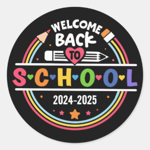 Sticker Rond Bienvenue à l'école – Classe amusante et colorée 