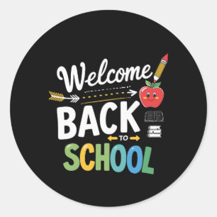 Sticker Rond Bienvenue à l'école, premier jour d'école, enseign