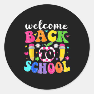 Sticker Rond Bienvenue À L'École Professeur Heureux Premier Jou