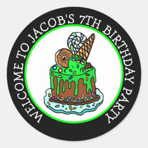 Sticker Rond Bienvenue à ma fête d'anniversaire