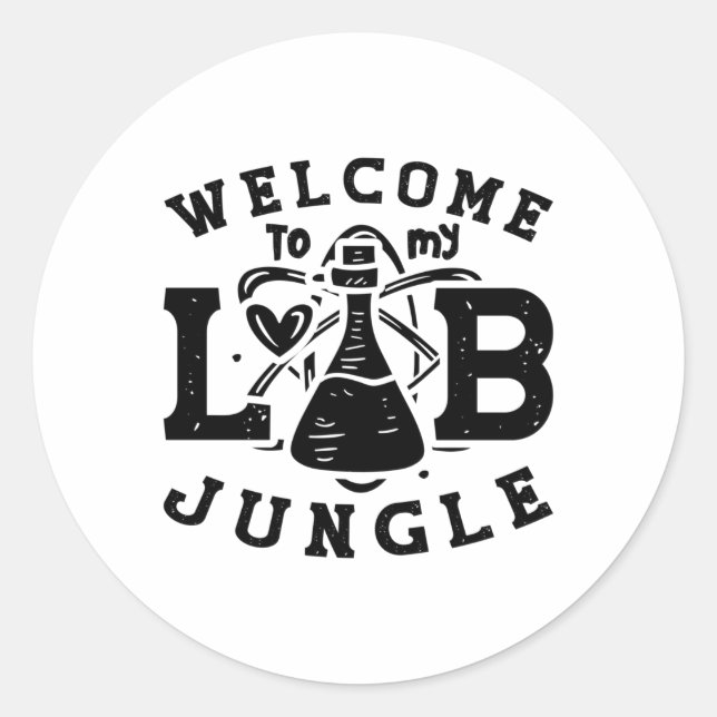 Sticker Rond Bienvenue À Mon Laboratoire Technique De Jungle (Devant)