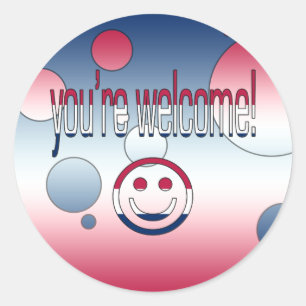 Sticker Rond Bienvenue ! Amérique Drapeau couleurs Pop Art
