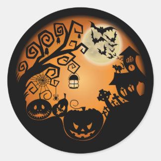 Sticker Rond Bienvenue au Citrouille d'Halloween cauchemardesqu