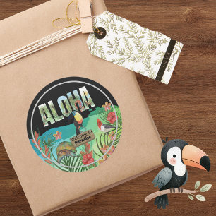 Sticker Rond Bienvenue au Paradis tropical Aloha