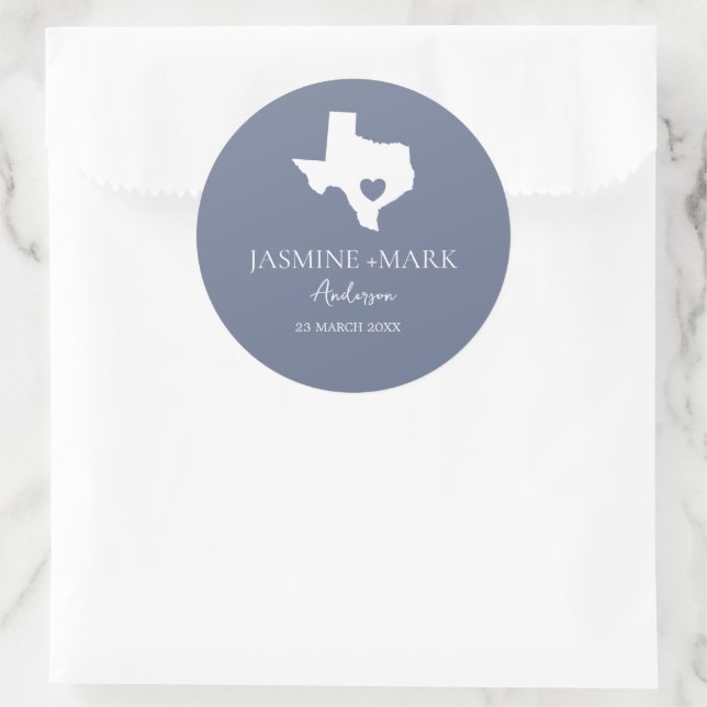 Sticker Rond Bienvenue au Texas Wedding Party Custom (Sac)