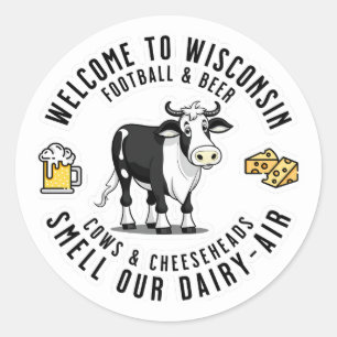Sticker Rond Bienvenue au Wisconsin, Sentez notre air laitier