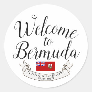 Sticker Rond Bienvenue aux Bermudes   Destination Faveur Mariag