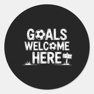 Sticker Rond Bienvenue aux buts ici Retro Soccer _1