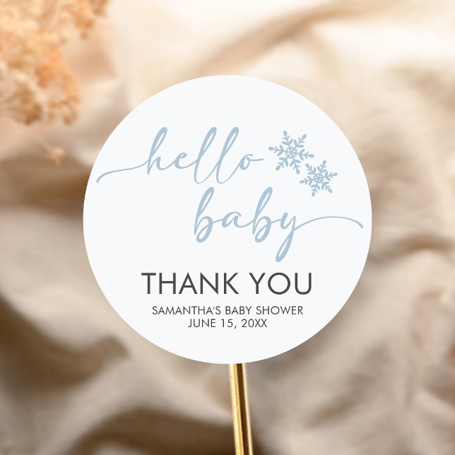 Sticker Rond Bienvenue Baby Shower (Winter Baby Shower Sticker)