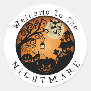 Sticker Rond Bienvenue dans la coutume du Citrouille Halloween