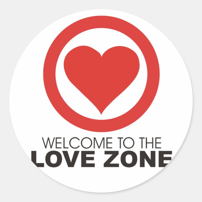 Sticker Rond Bienvenue dans la zone d'amour (Devant)