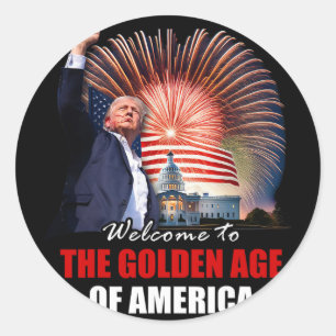 Sticker Rond Bienvenue dans l'âge d'or de l'Amérique Trump Inau