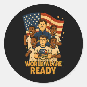 Sticker Rond Bienvenue dans le monde, nous sommes prêts pour le