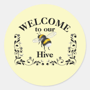 Sticker Rond Bienvenue dans notre ruche d'abeilles