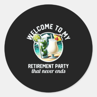 Sticker Rond Bienvenue drôle des hommes à la fête de retraite d