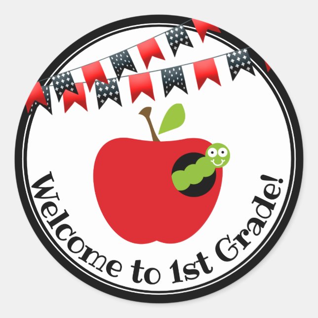 Sticker Rond Bienvenue éditable à l'école en classe (Devant)