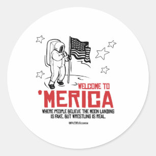 Sticker Rond Bienvenue en Amérique - Où l'atterrissage sur la