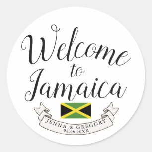 Sticker Rond Bienvenue en Jamaïque Personnalisation du mariag