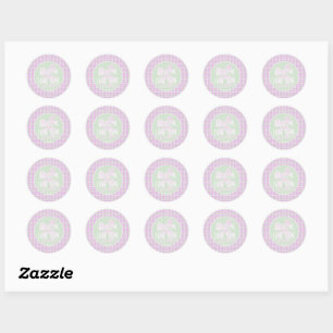 Sticker Rond Bienvenue Little One douche Rose pâle nœud écossai