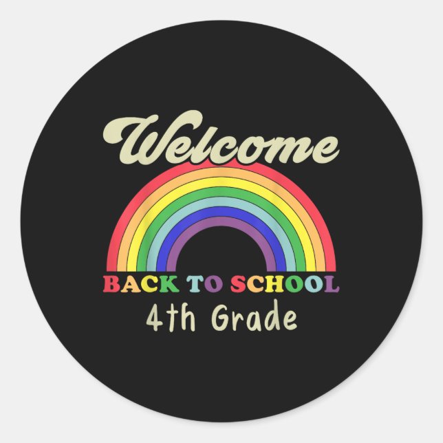 Sticker Rond Bienvenue Retour à l'école 4e année enseignant élè (Devant)