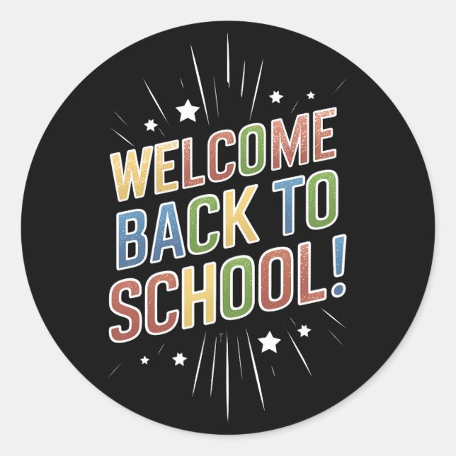 Sticker Rond Bienvenue Retour à l'école Enseignant Premier jour (Devant)