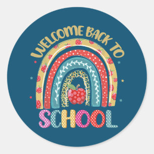 Sticker Rond Bienvenue Retour À L'École Étudiant Vie Boho